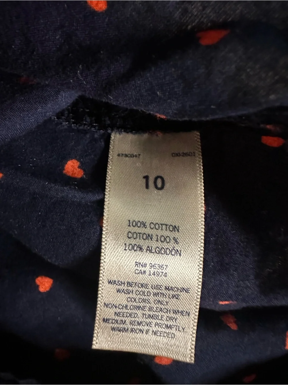 OshKosh B'gosh Navy Long Sleeve Top with Red Heart Print | Size 10 Y #Valentine